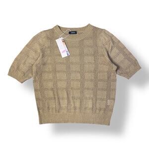 Dokotoo NWT 3/4 Sleeve Scoop Neck Knit Blouse Womens Size L‎ Brown